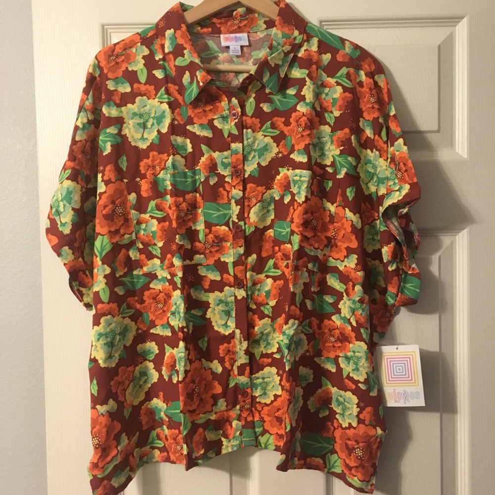 LLR Amy Top - Red Hawaiian Floral Print